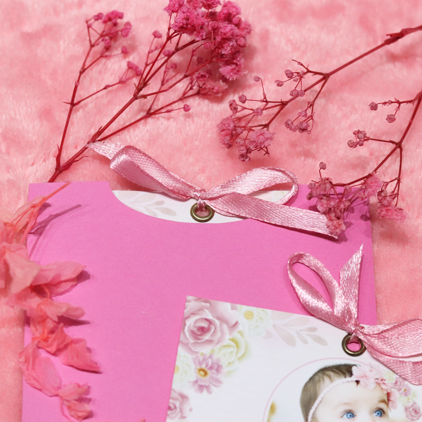 Invitație botez cu poză și plic roz [3]