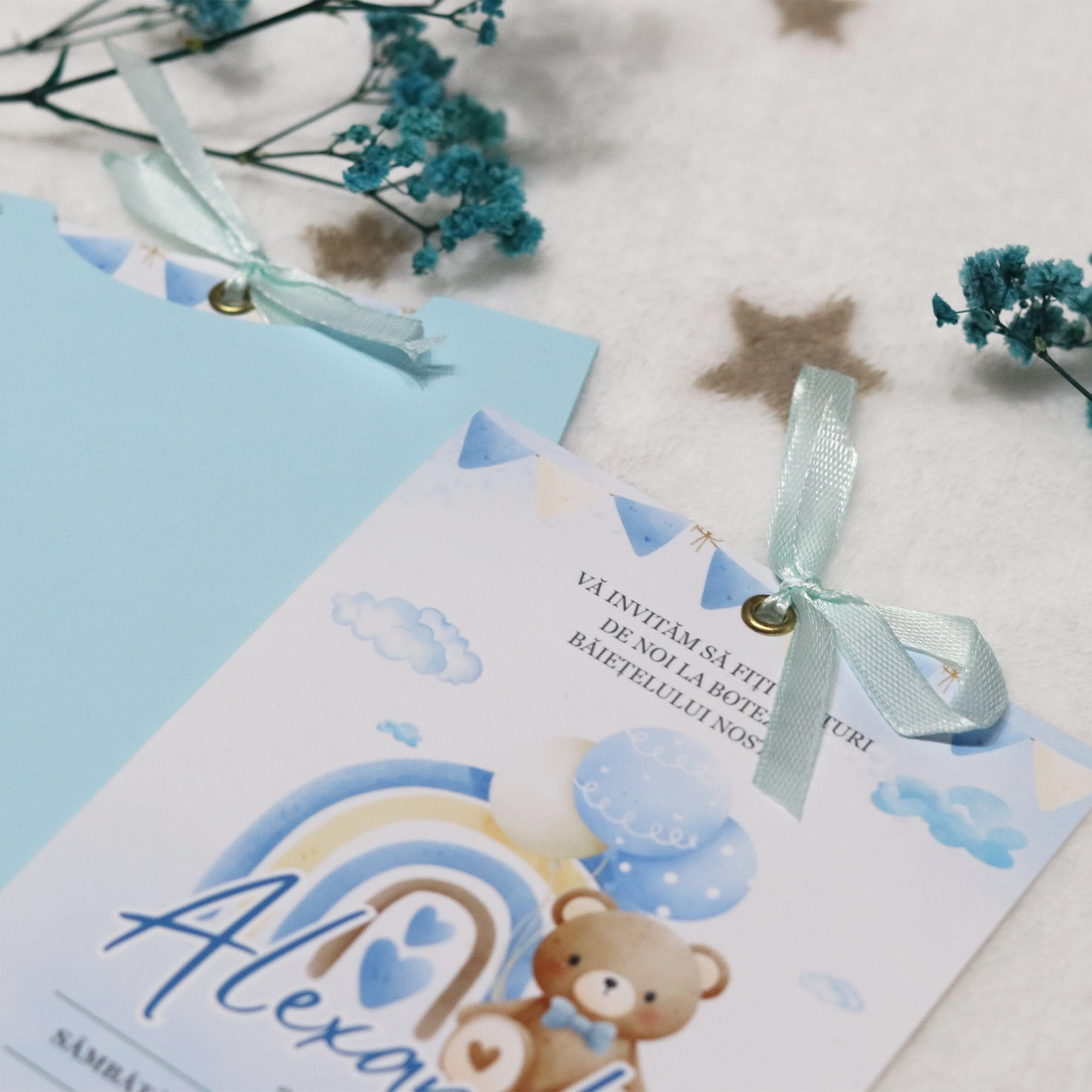 Invitație botez cu ursuleț și plic [3]