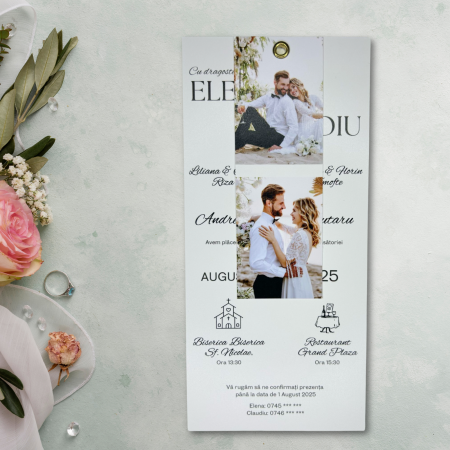 Invitații nuntă - Invitație de nuntă dublă cu 2 poze