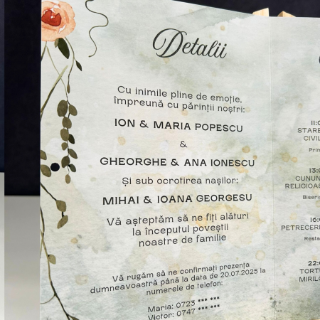 Invitație de nuntă pliabilă cu miri [3]