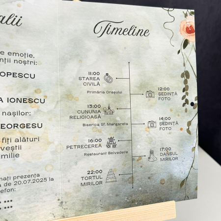 Invitație de nuntă pliabilă cu miri [4]