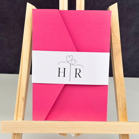 Invitații nuntă - Invitație de nuntă pliabilă cu toc roz