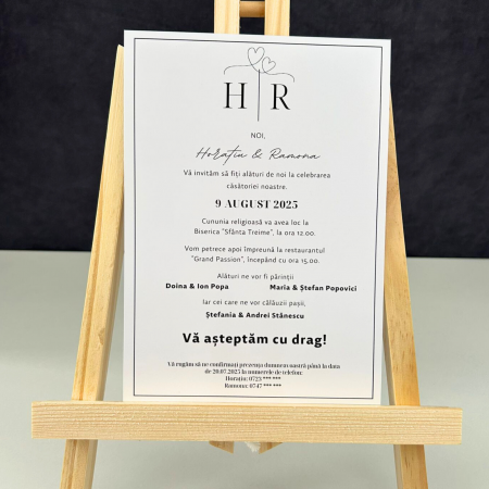 Invitație de nuntă simplă, cu inițiale [1]