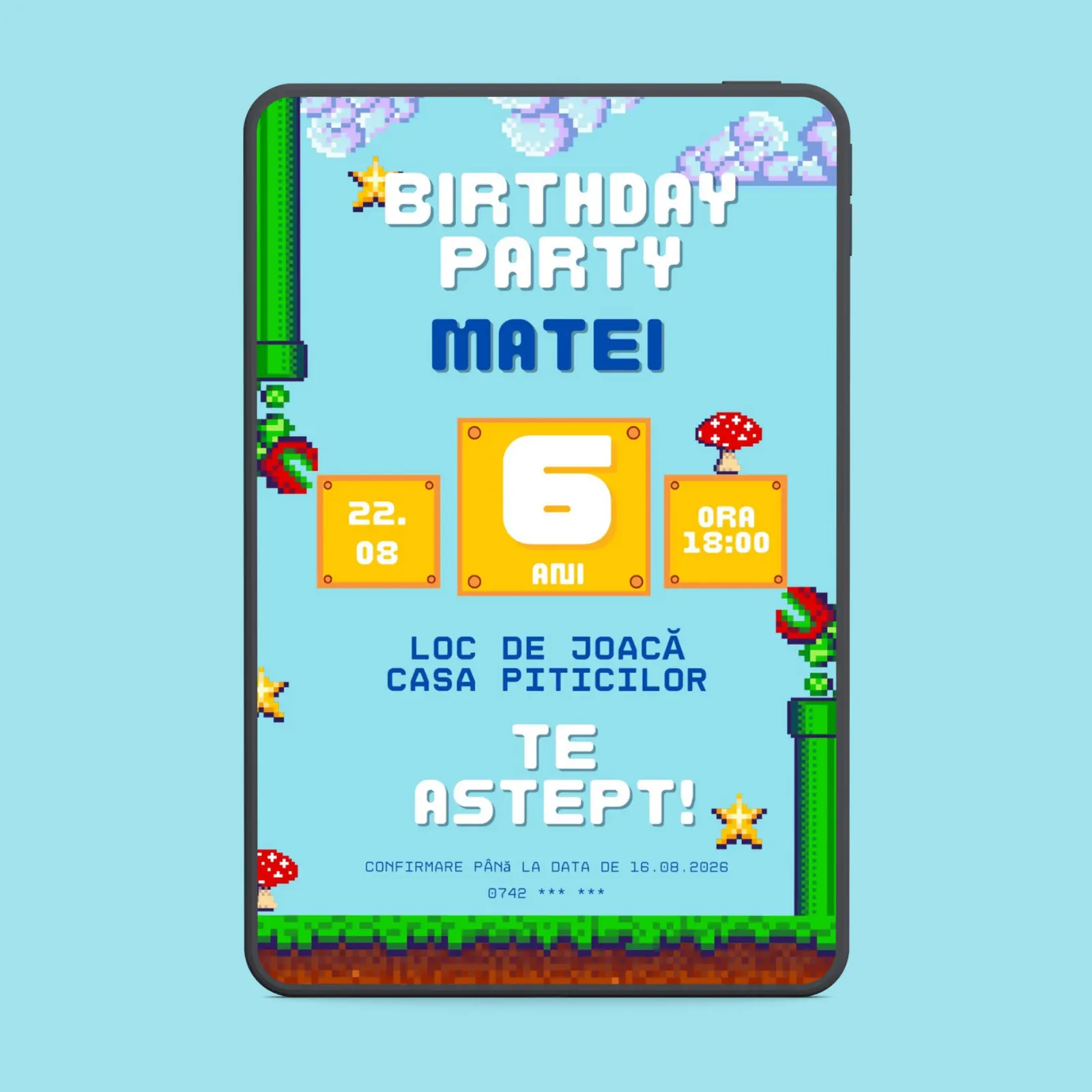 Zi de naștere - Invitație digitală zi de naștere Mario