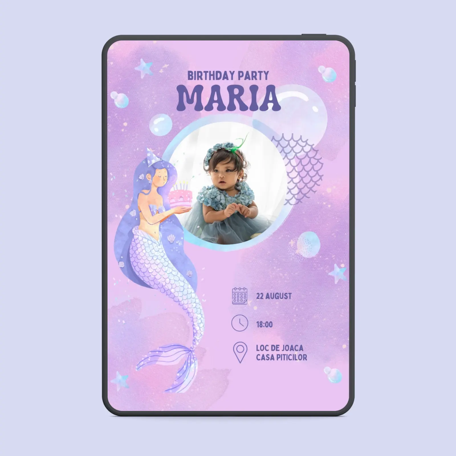 Zi de naștere - Invitație digitală zi de naștere sirenă