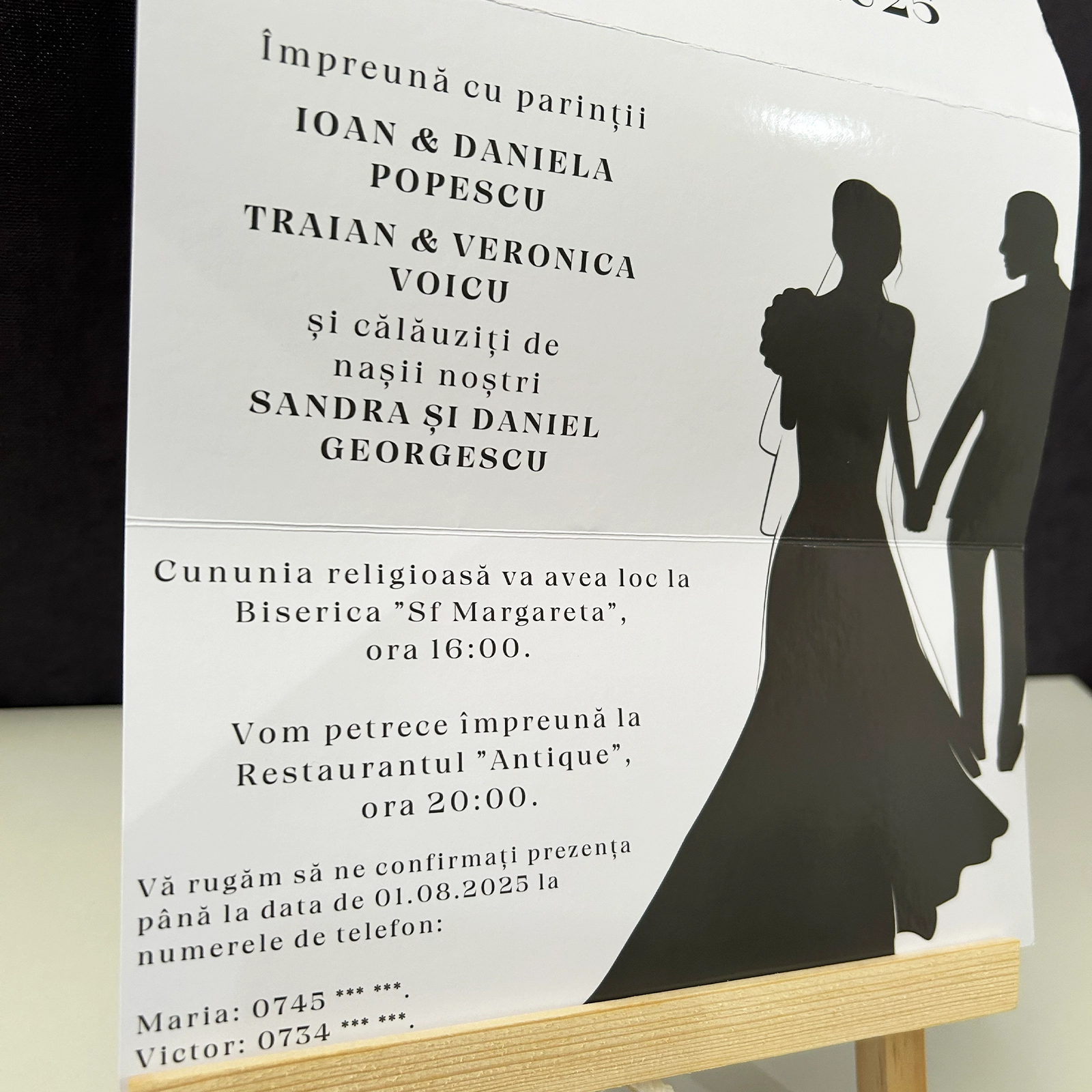 Invitație nuntă pliabilă cu miri [3]
