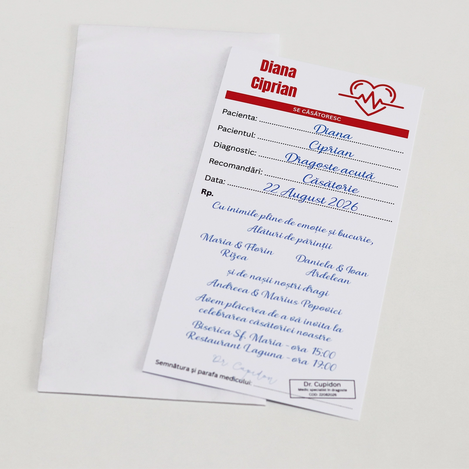 Invitații nuntă - Invitație nuntă prescripție medicală/rețetă