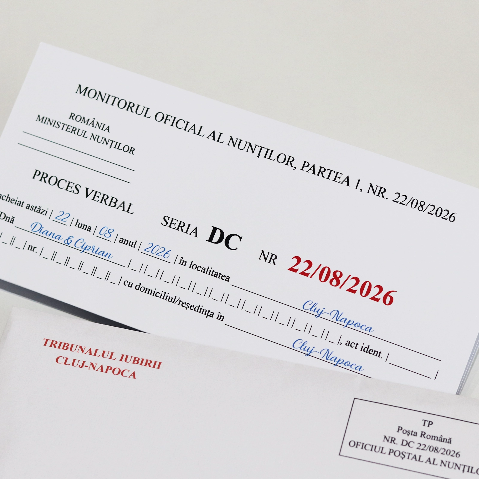 Invitații nuntă - Invitație nuntă tip proces verbal/amendă/citație