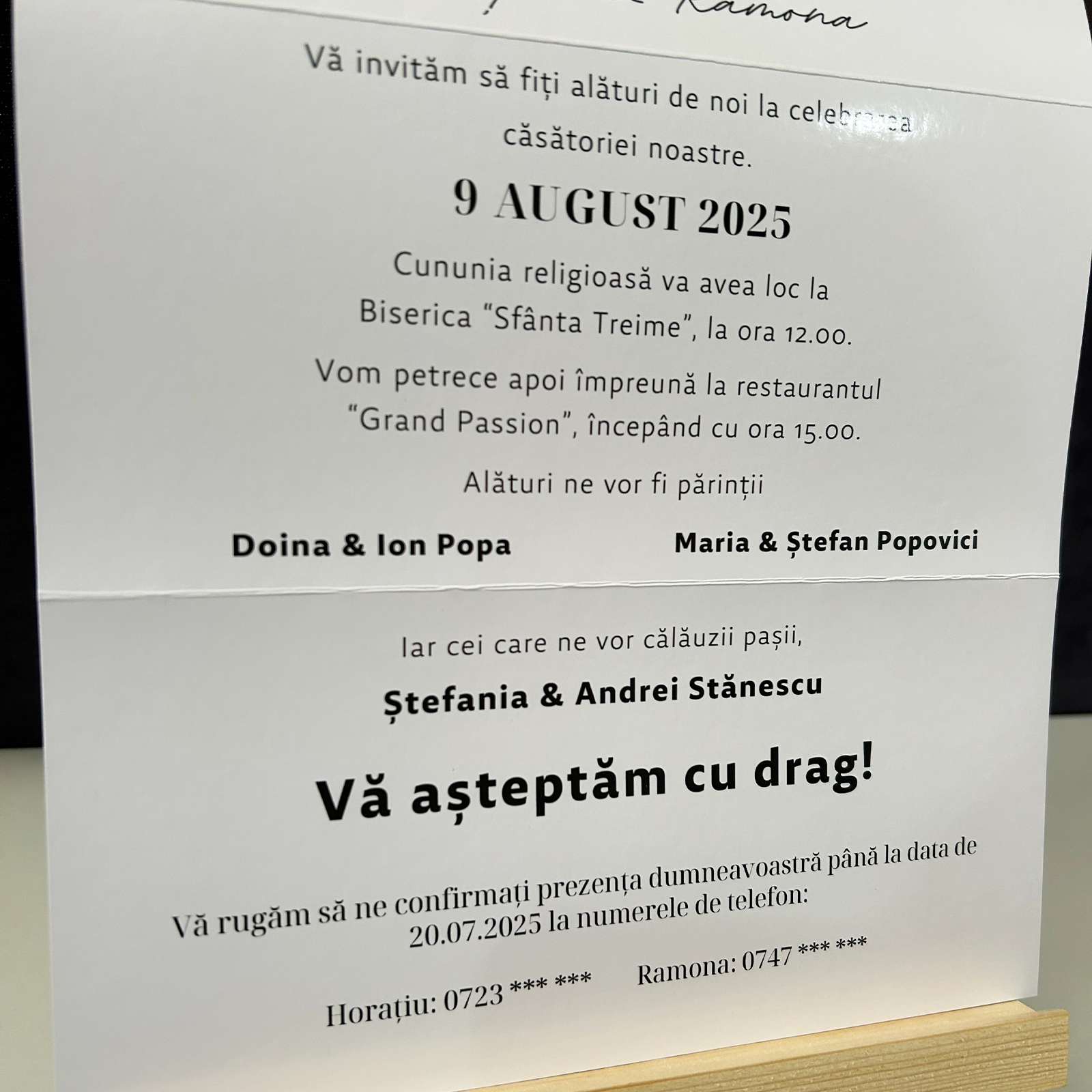 Invitație pliabilă nuntă cu inițiale [3]