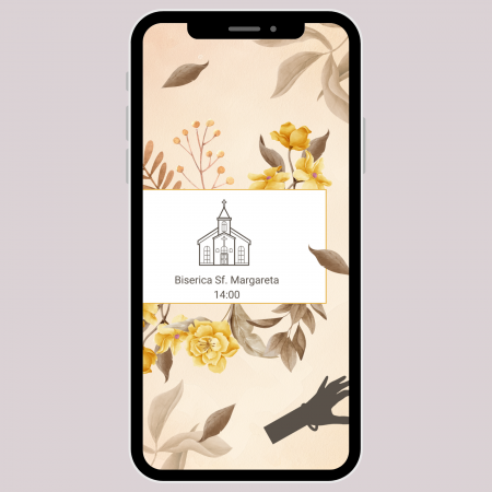 Invitație video de nuntă, model floral auriu [3]