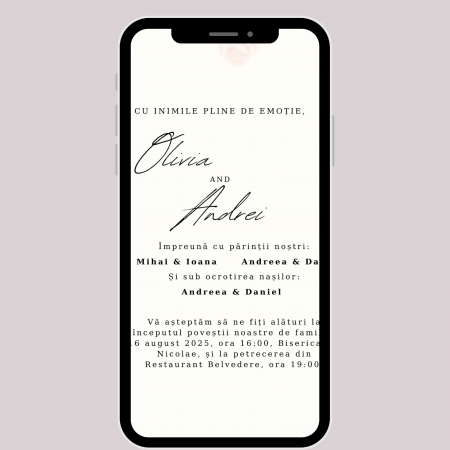 Invitații digitale nuntă - Invitație video de nuntă, simplă