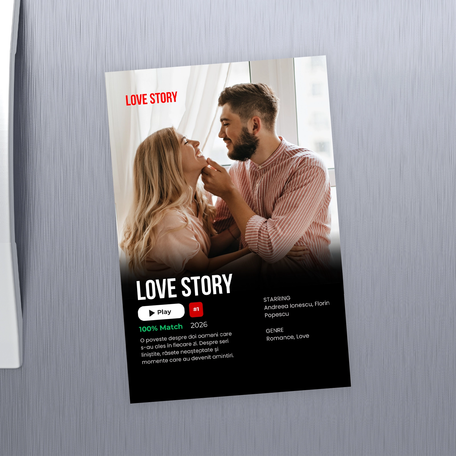 Cadouri - Magnet personalizat cu poză și text - film