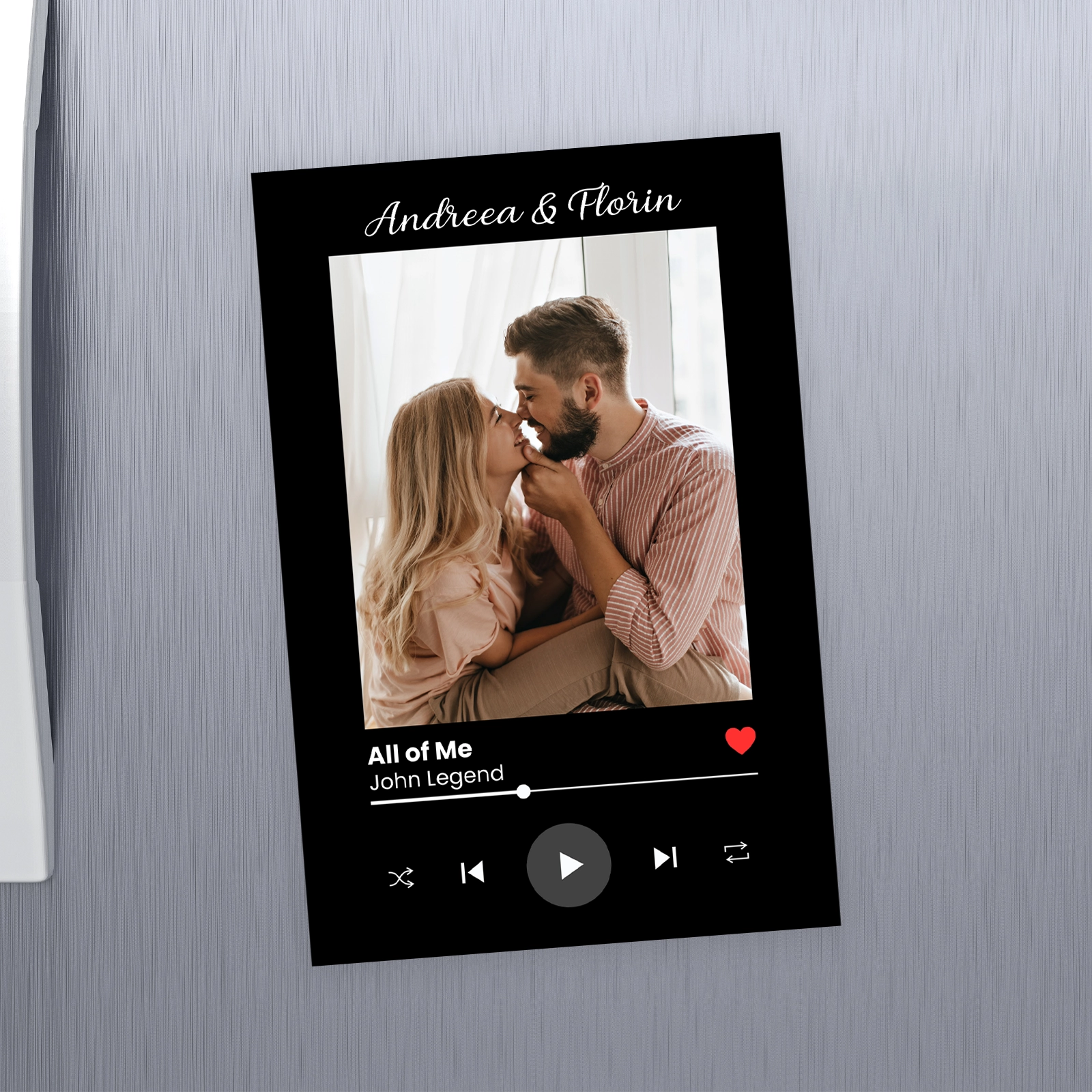 Cadouri - Magnet personalizat cu poză și text - melodia noastră