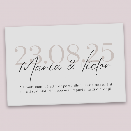 Mărturii magnetice - Mărturie magnet nuntă cu design minimalist, dată  și numele mirilor