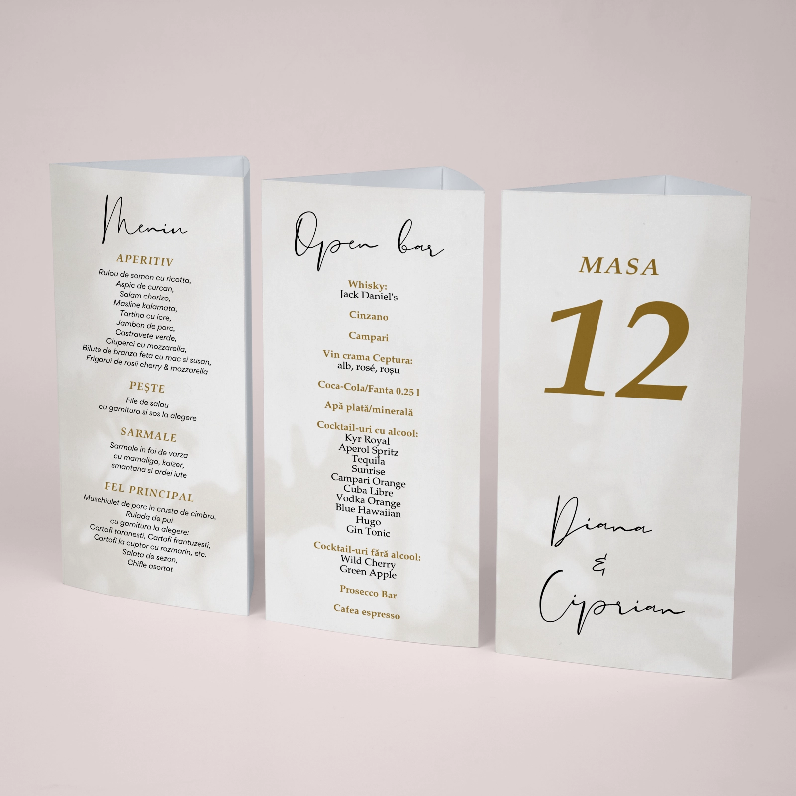 Nuntă - Meniu 2 în 1 nuntă, fundal bej