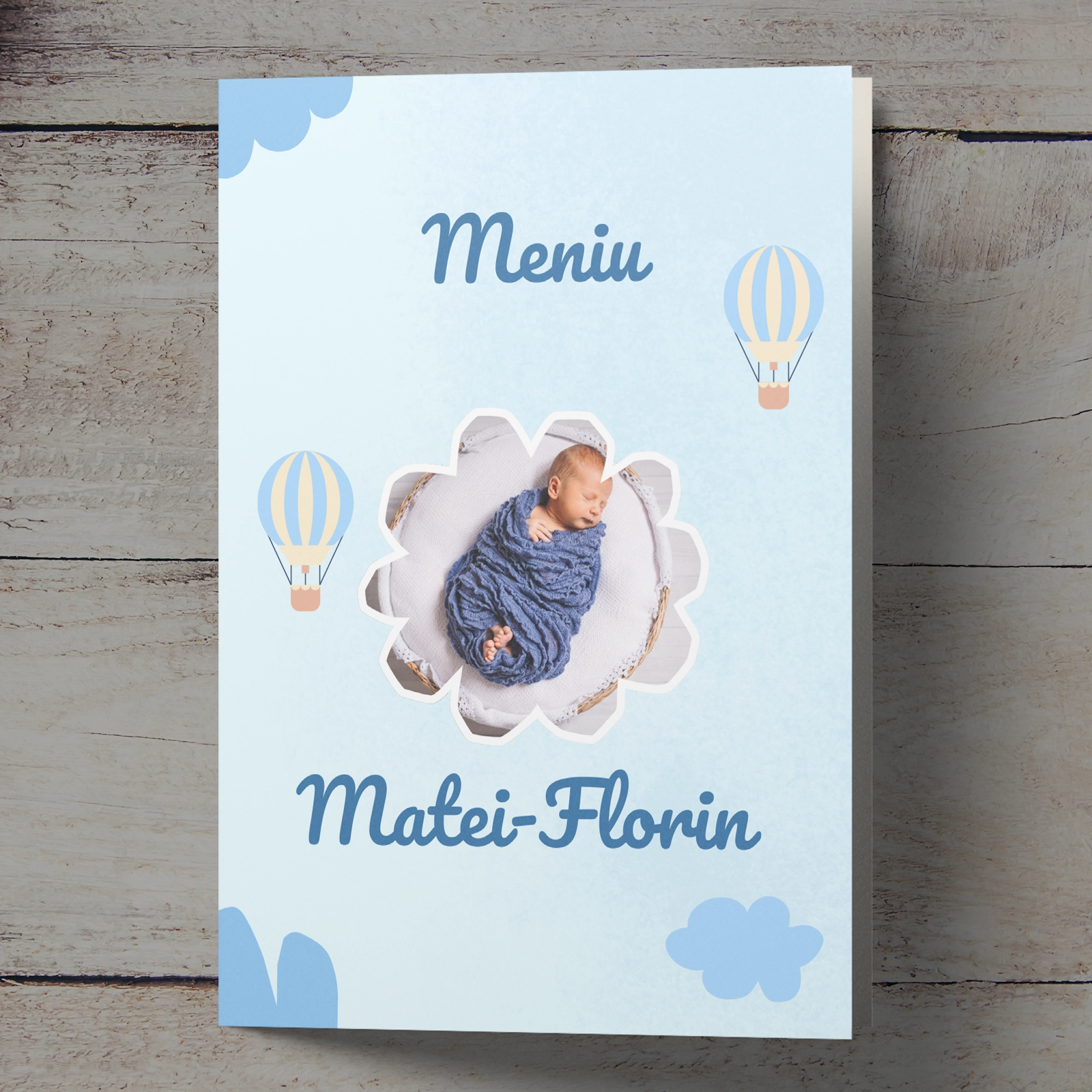 Meniuri botez - Meniu botez, albastru cu poză