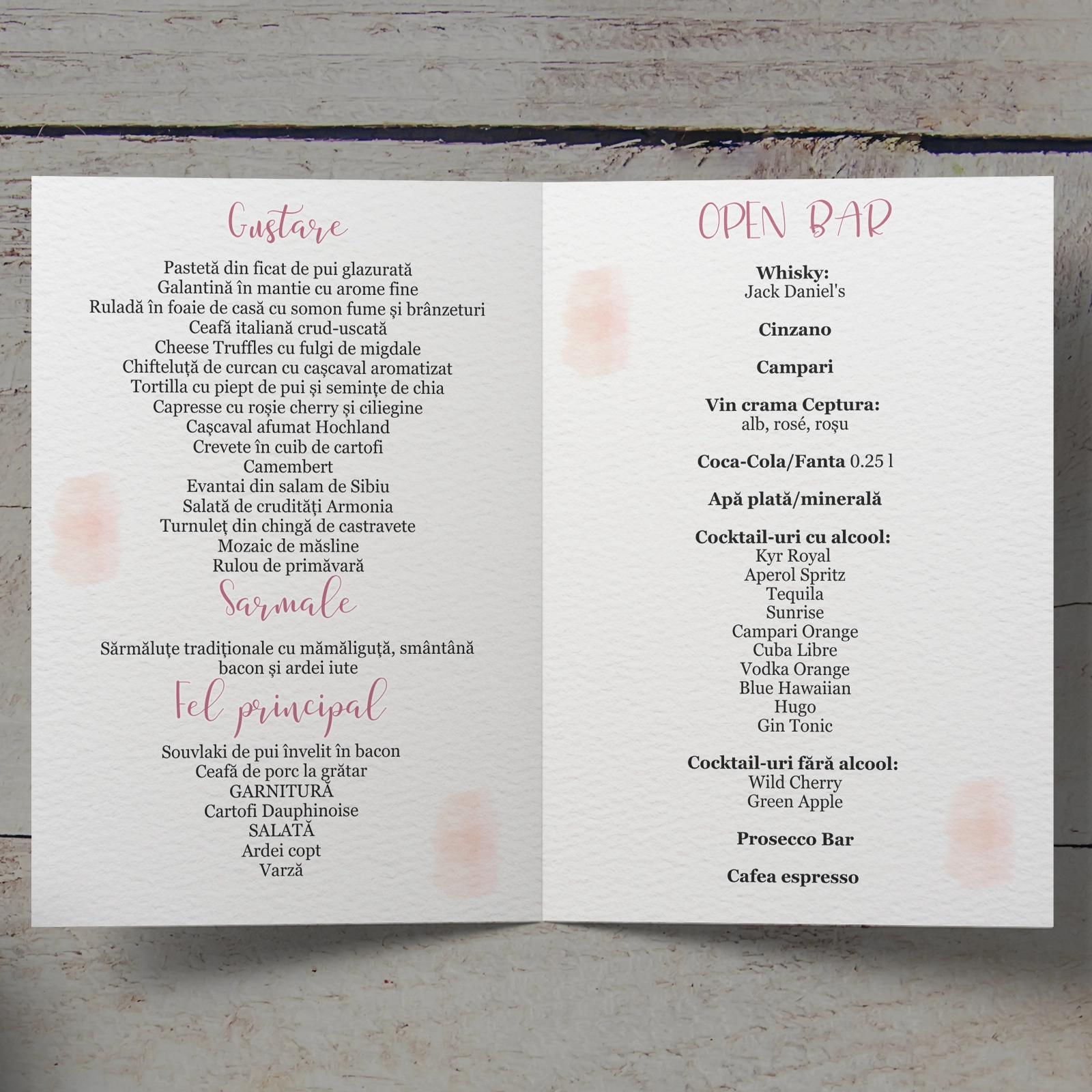 Meniu botez, design floral roz [2]