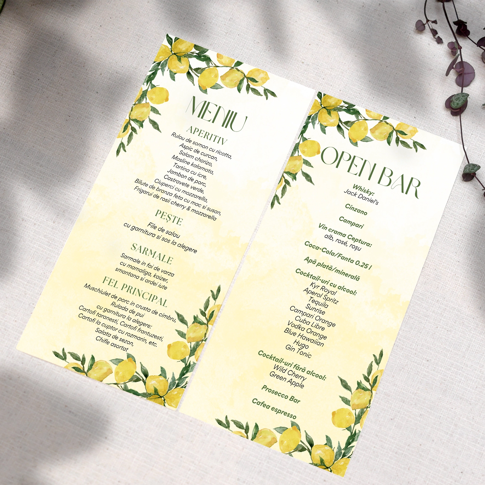 Nuntă - Meniu individual nuntă, lămâi