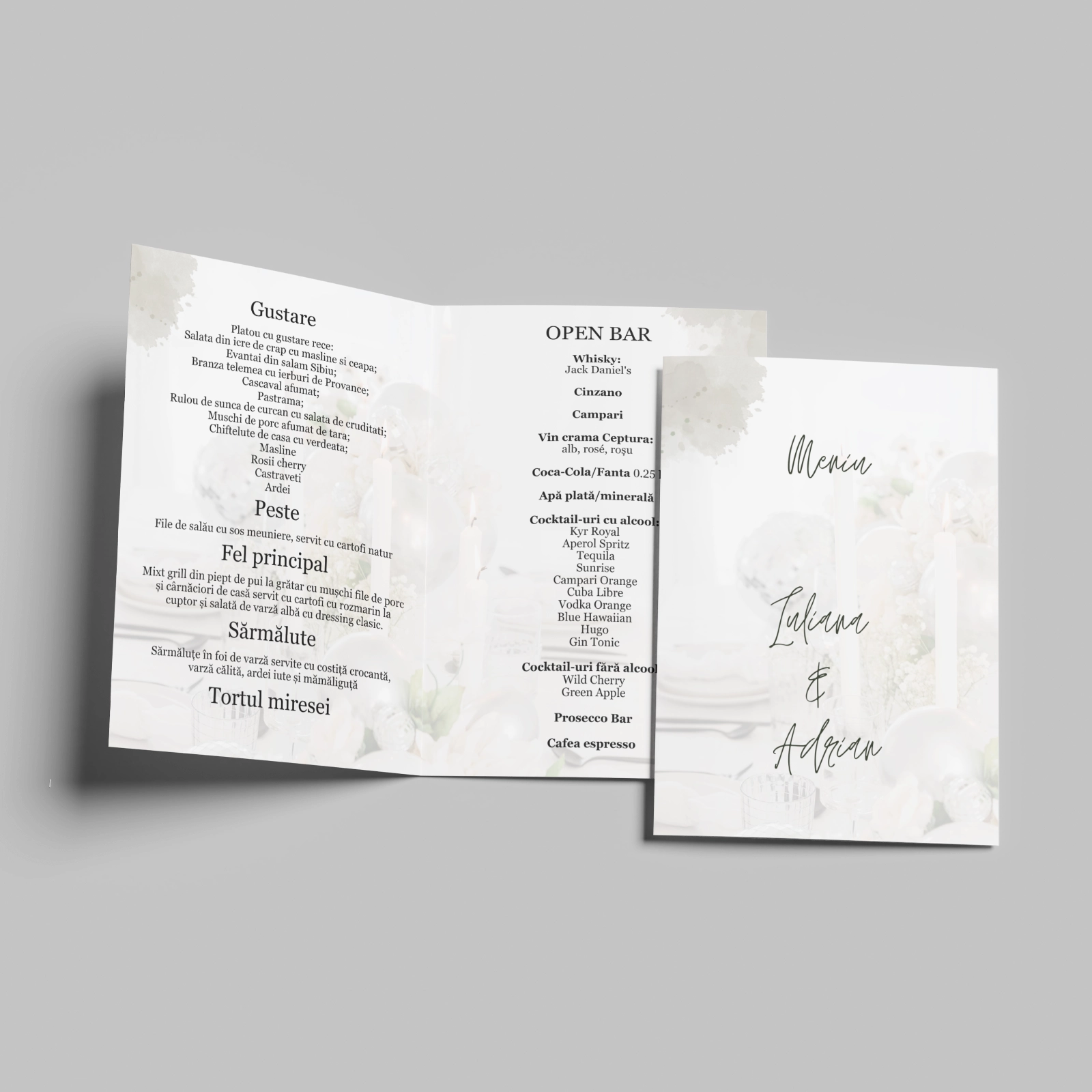 Meniuri nuntă - Meniu nuntă cu fundal vintage