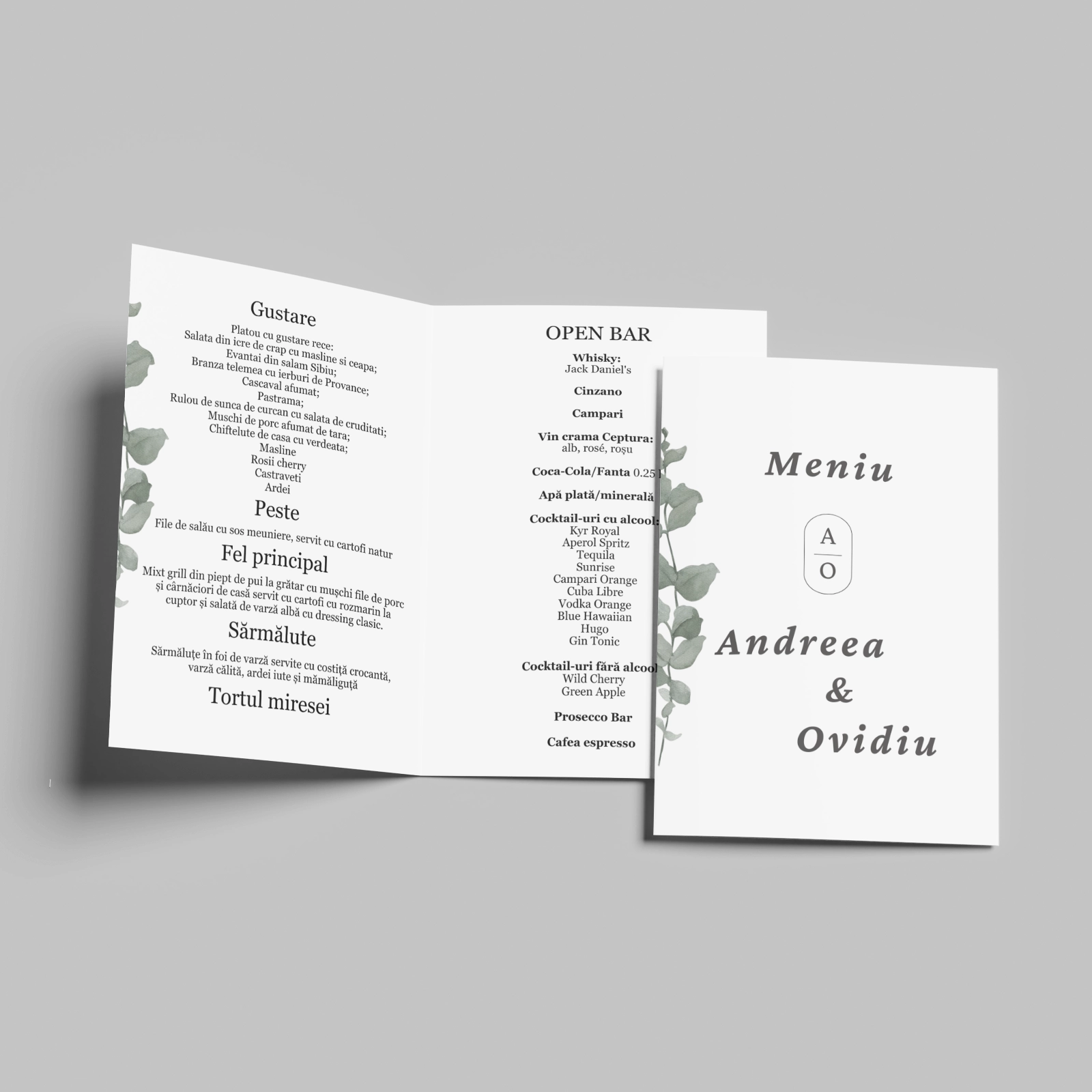 Meniuri nuntă - Meniu nuntă cu motiv floral