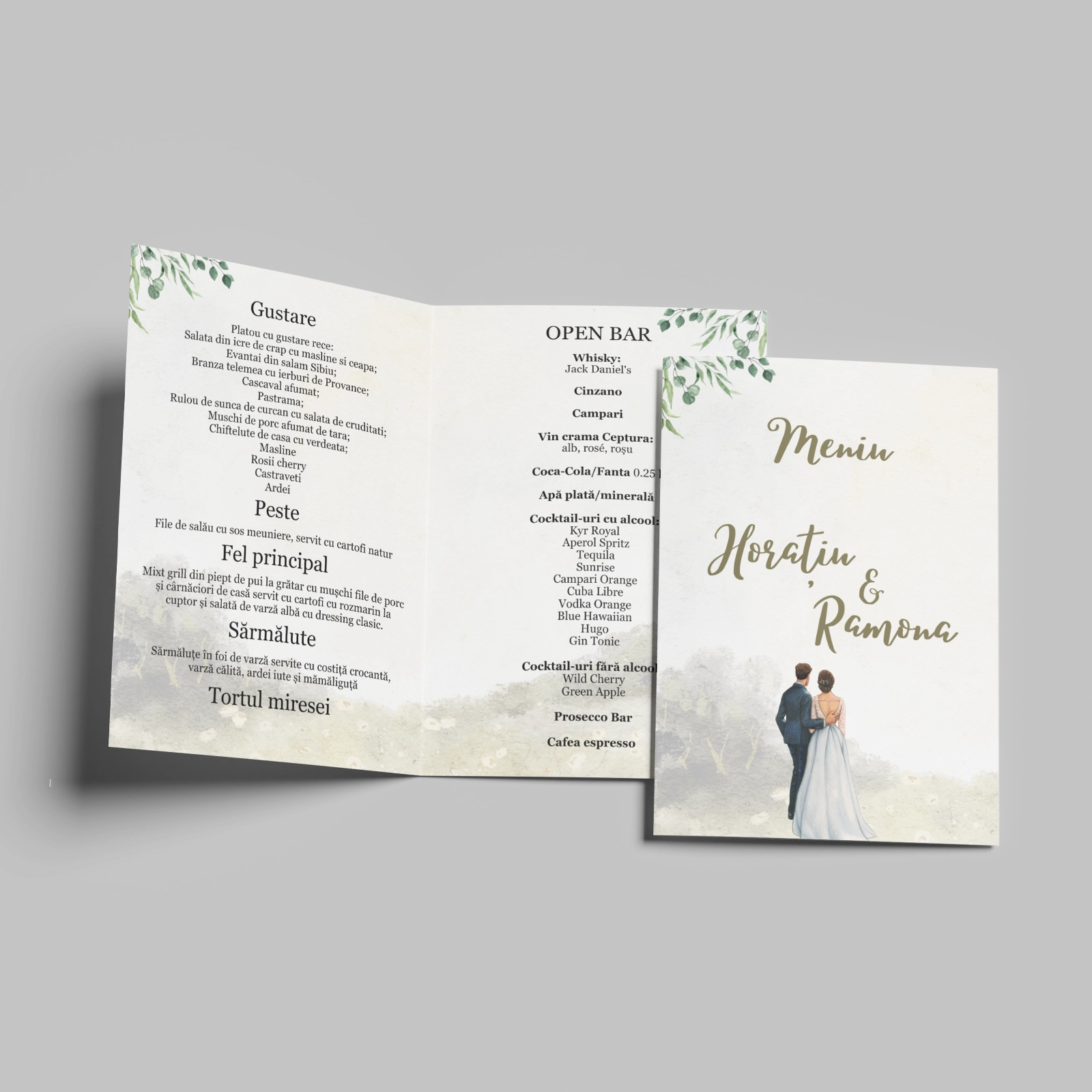 Meniuri nuntă - Meniu nuntă, fundal vintage cu miri