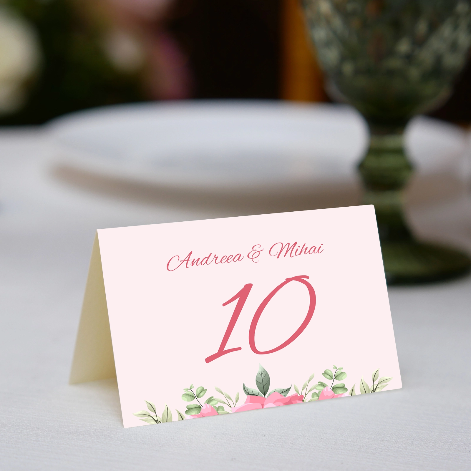 Numere de masă nuntă - Număr masă nuntă cu design floral