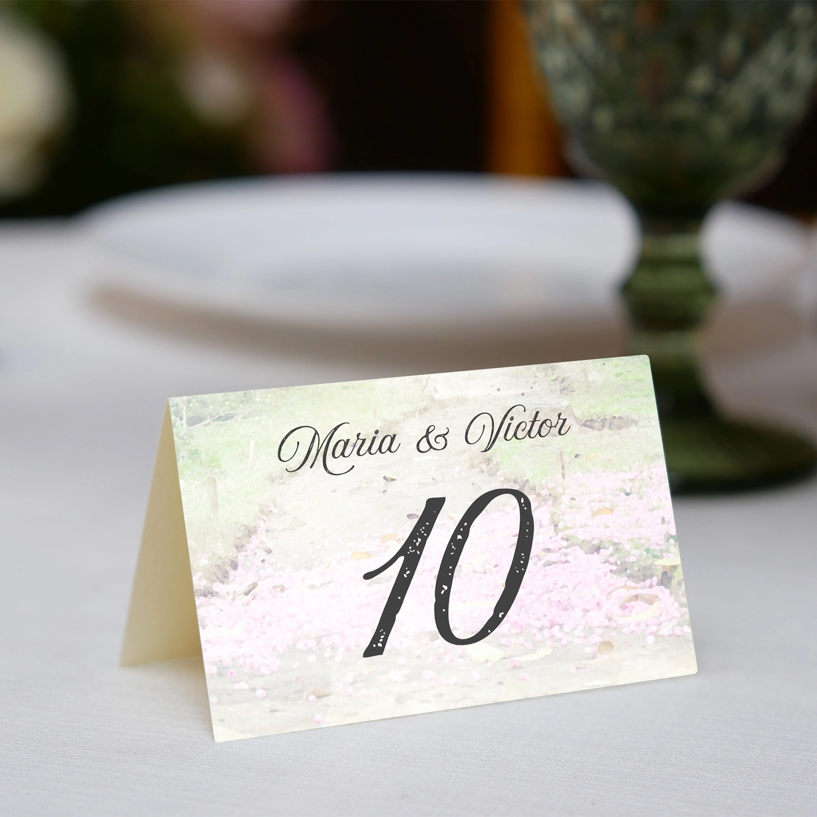 Numere de masă nuntă - Număr masă nuntă, fundal floral