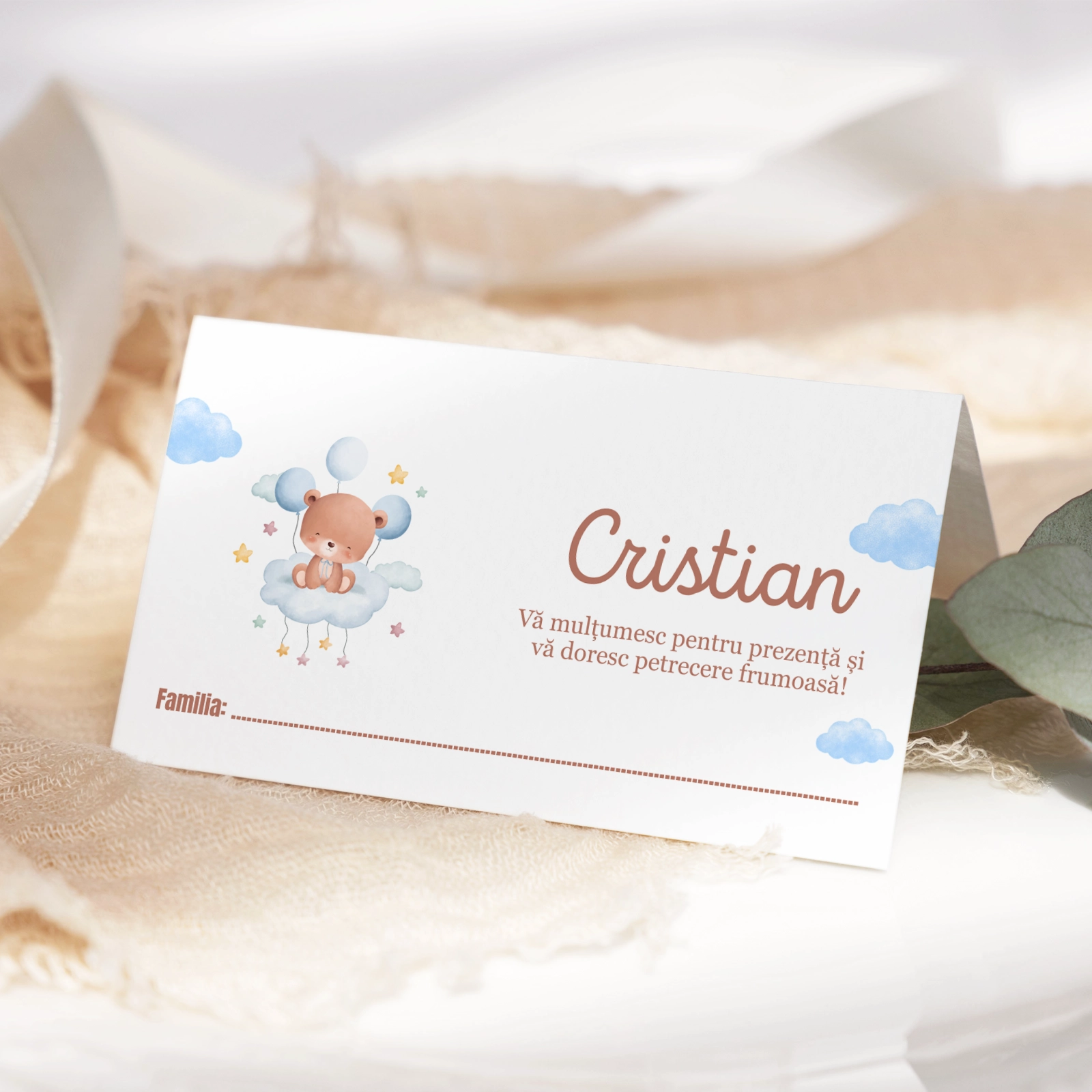 Plicuri bani botez - Plic bani botez cu ursuleț