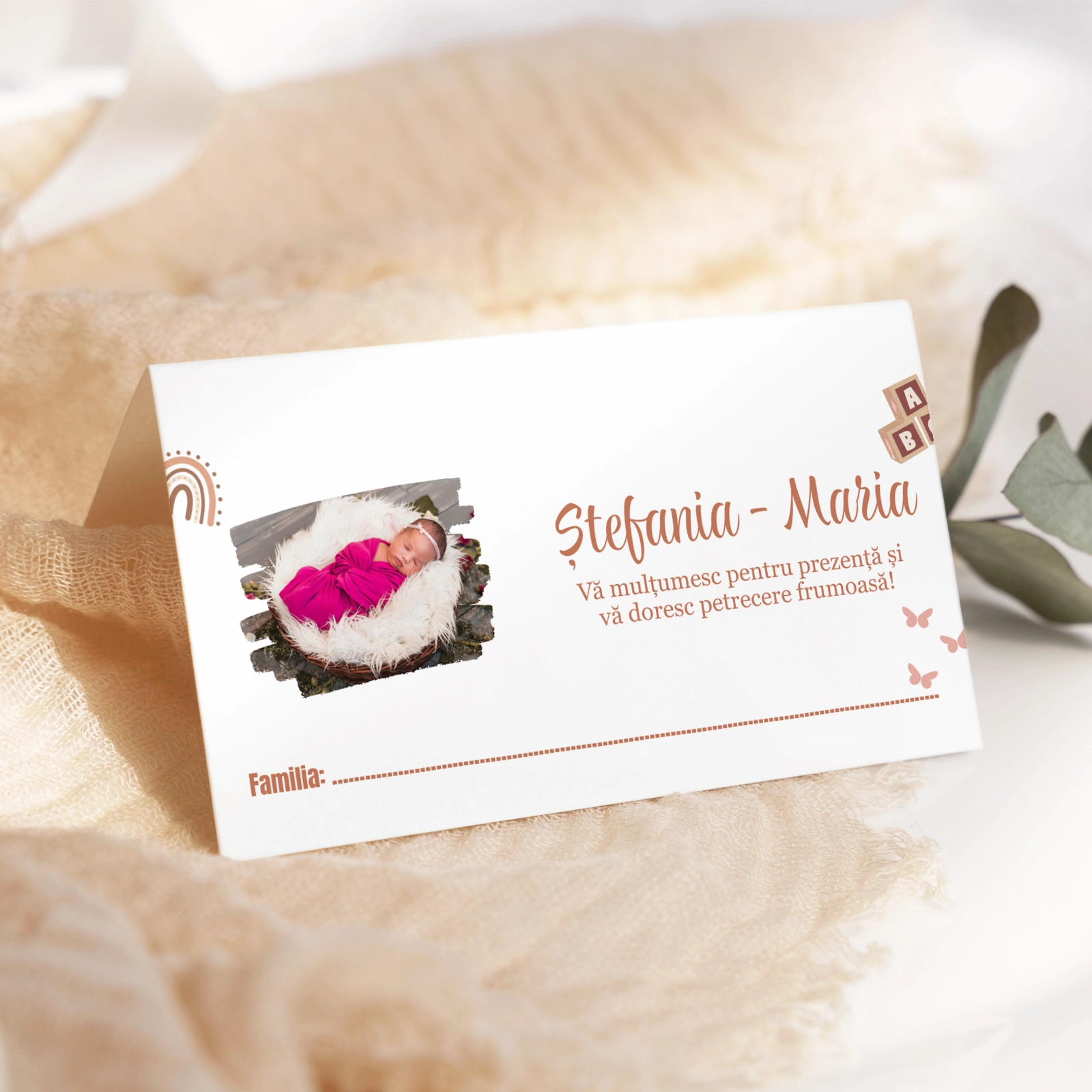 Plic bani botez, model floral cu poză [1]