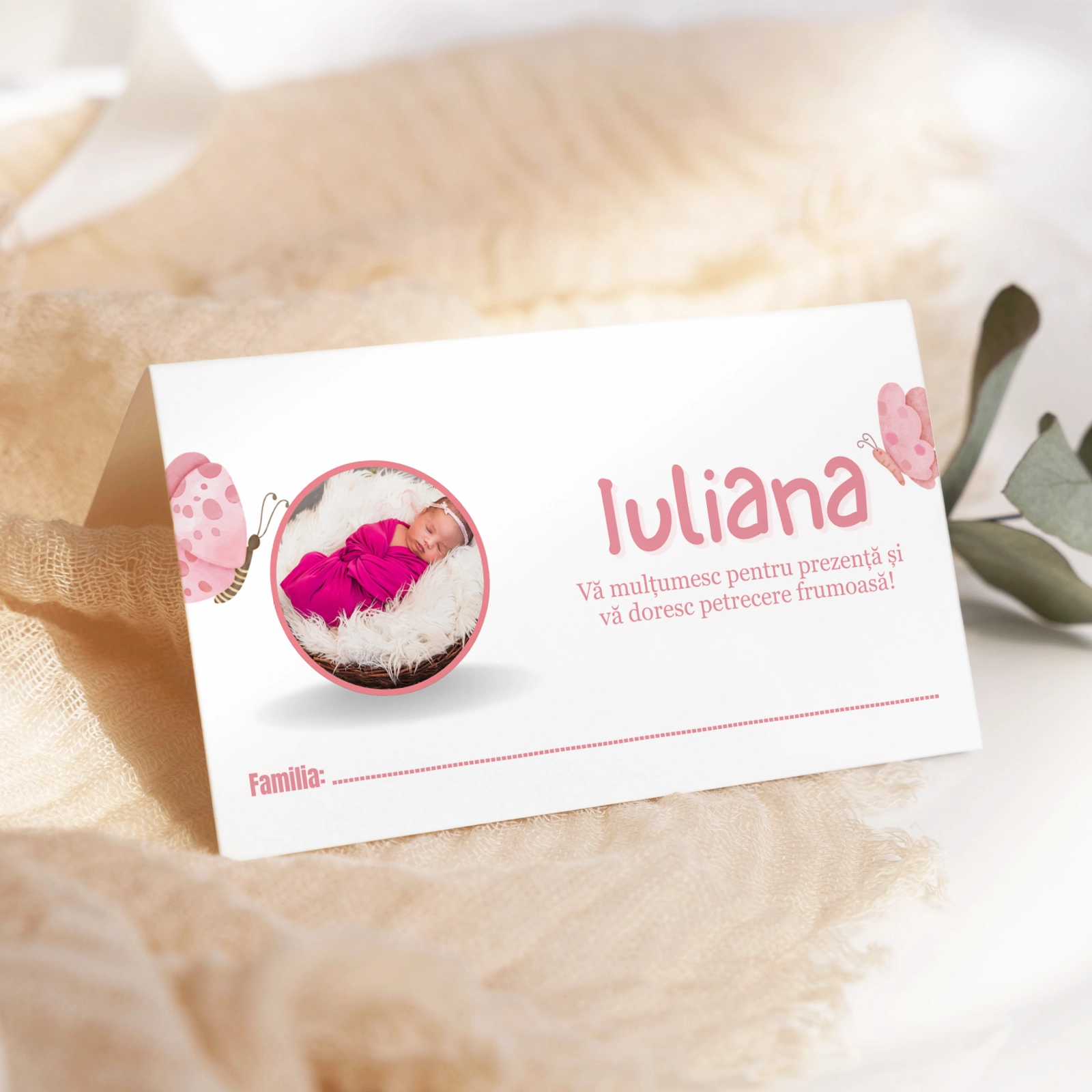 Plic bani botez roz cu fluturi [1]