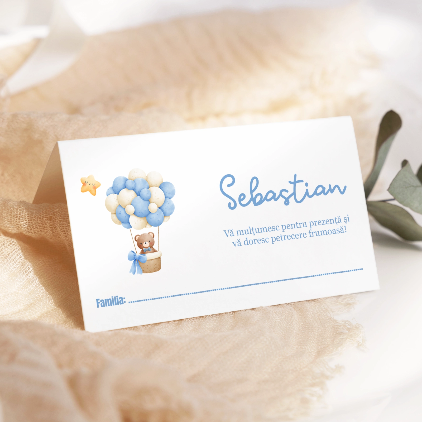 Plic bani botez, ursuleț cu baloane [1]