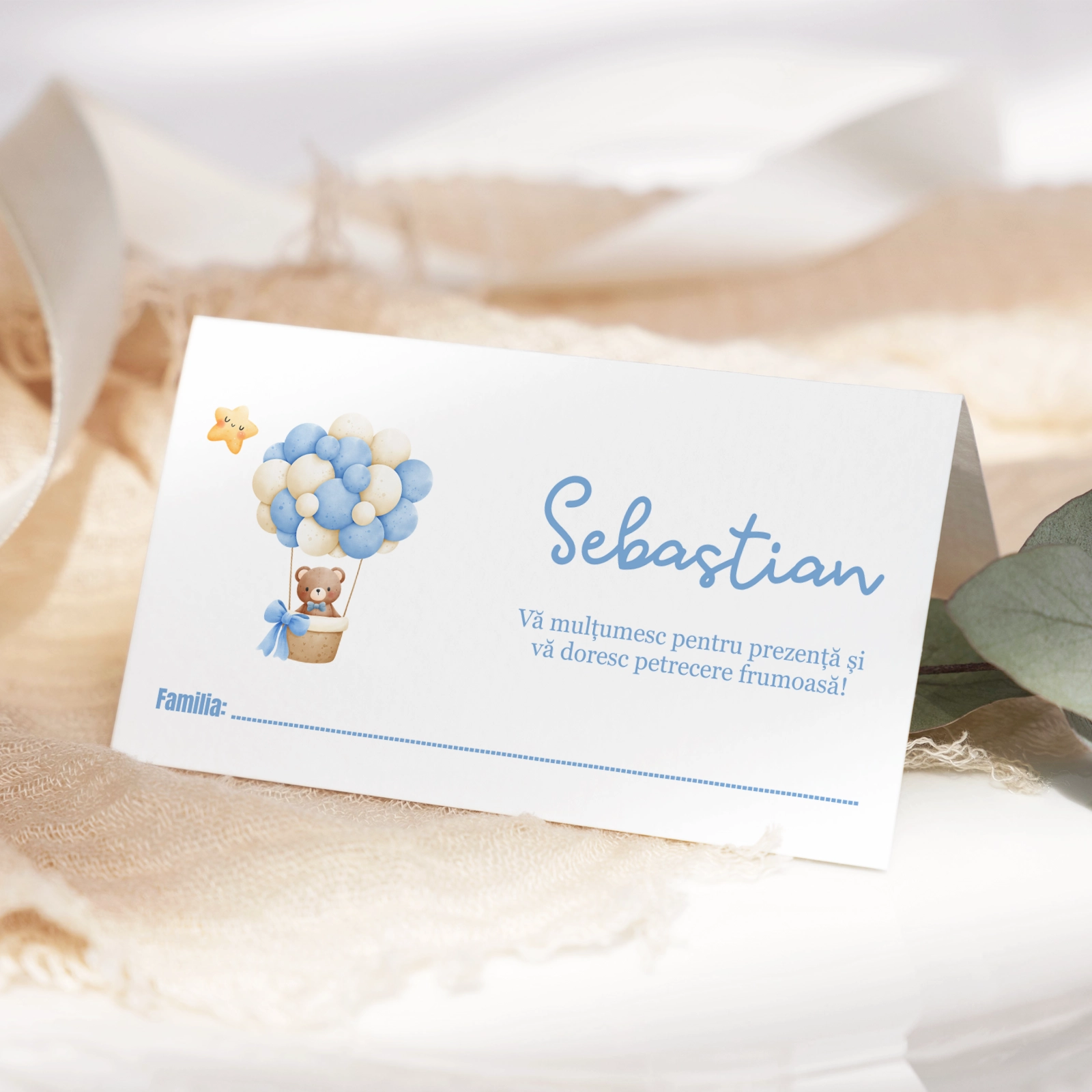Plicuri bani botez - Plic bani botez, ursuleț cu baloane