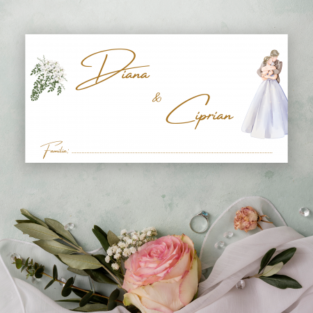 Plicuri - Plic bani nuntă, design floral cu miri