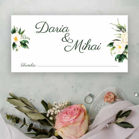 Plicuri - Plic bani nuntă, design floral verde