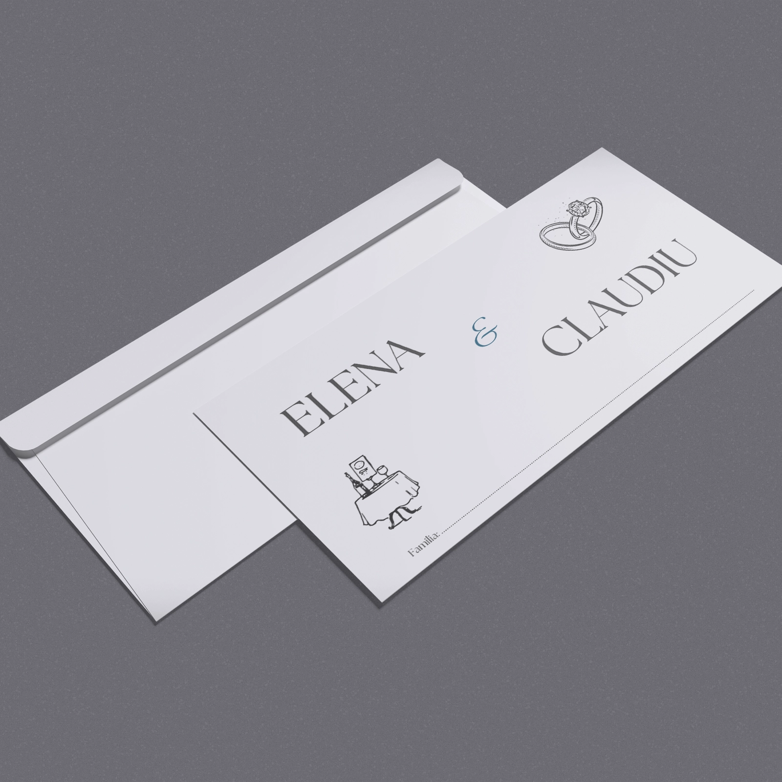 Plicuri - Plic bani nuntă hârtie cu tort și inele