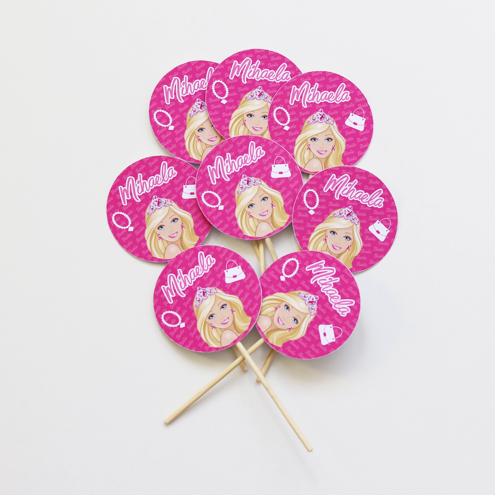 Toppere cupcakes - Set toppere cupcakes Barbie personalizate