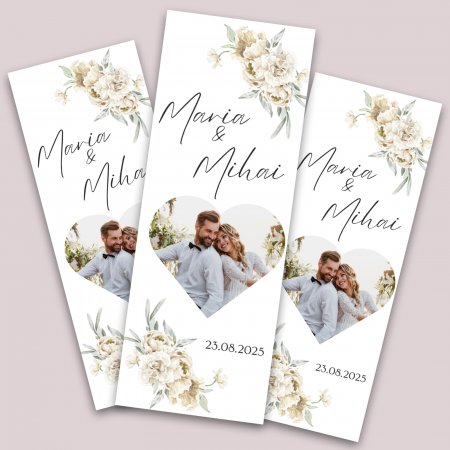 Stickere - Set sticker nuntă elegant 3x8 cm personalizat cu nume, dată și poză