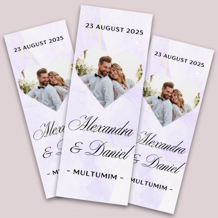 Stickere - Set stickere nuntă personalizate 3x8 cm cu dată, poză, nume miri și mesaj