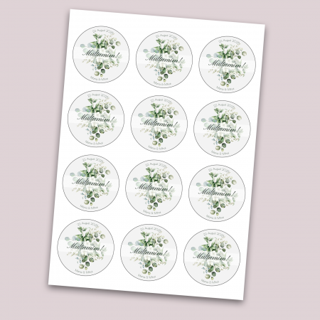 Set stickere nuntă personalizate cu nume miri, dată și mesaj - design floral [1]
