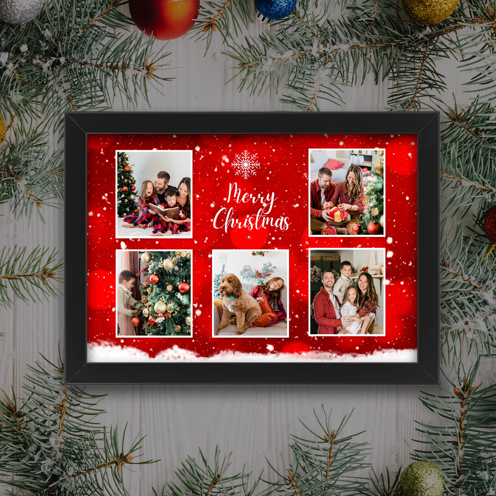 Cadouri - Tablou Crăciun cu 5 poze personalizat