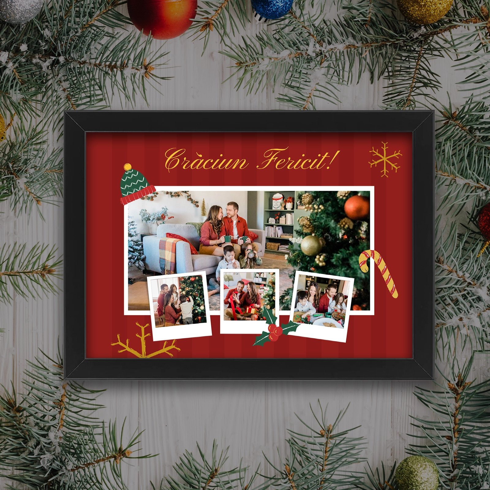Cadouri - Tablou Crăciun personalizat cu 4 poze și mesaj