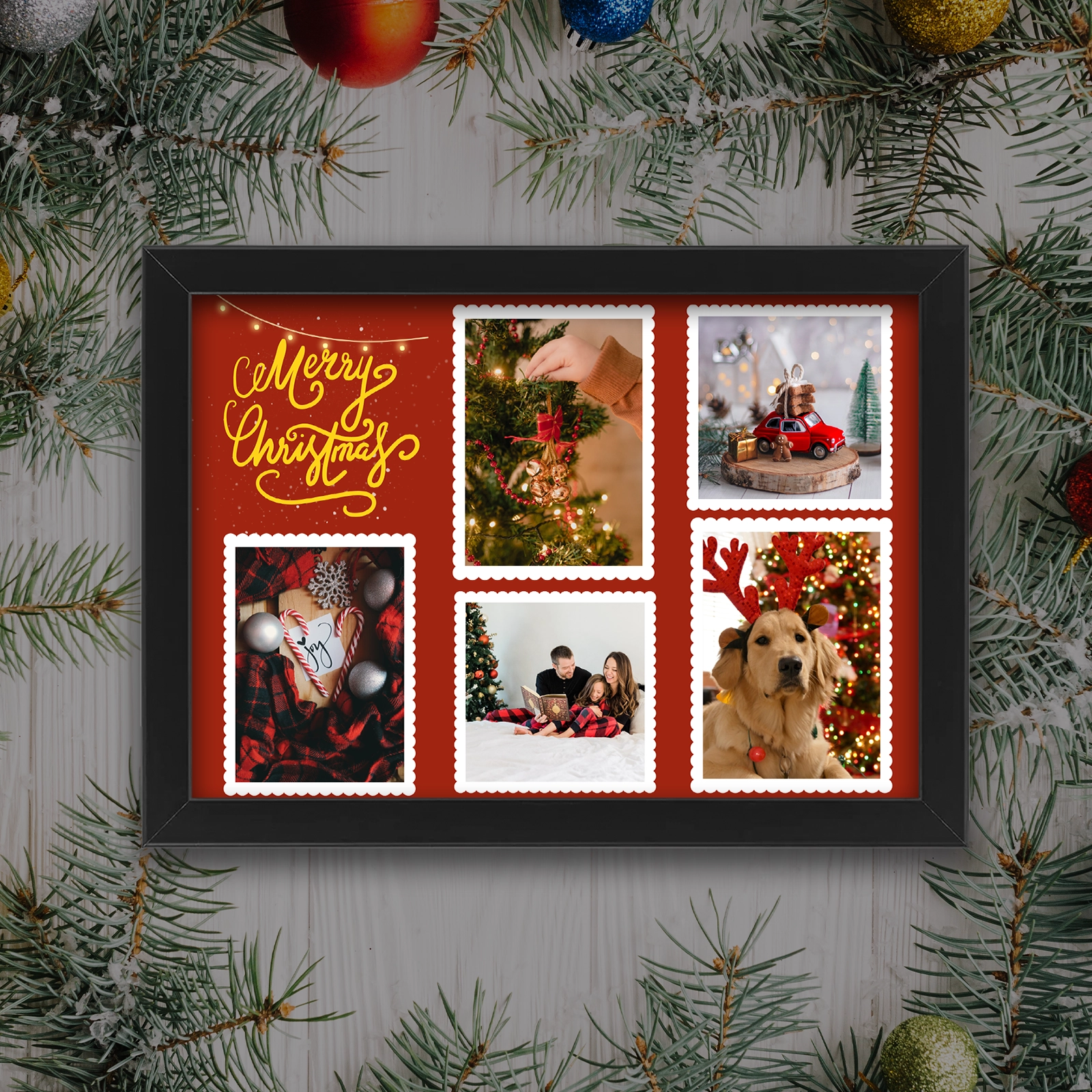 Cadouri - Tablou Crăciun personalizat cu 5 poze
