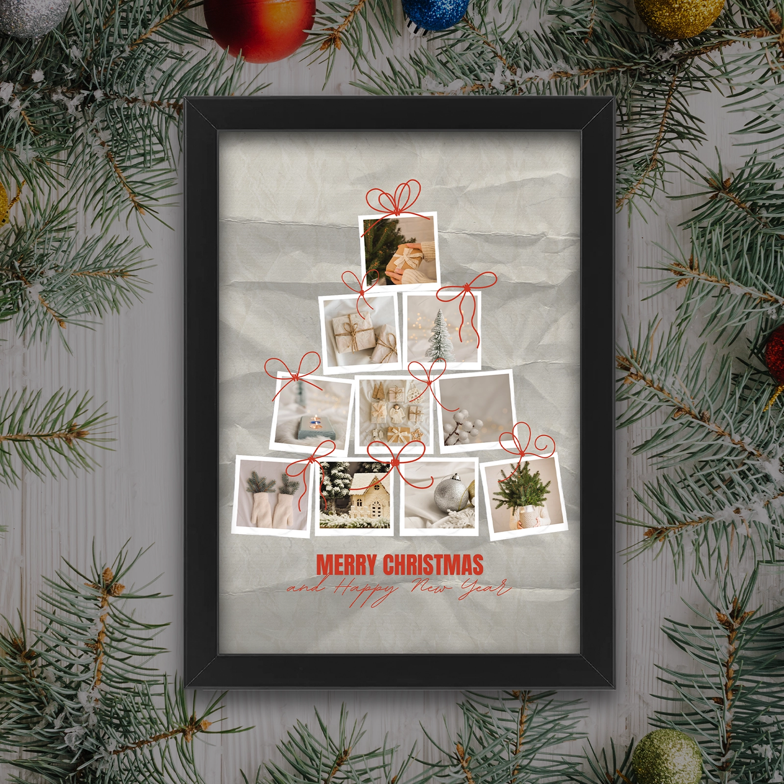 Cadouri - Tablou Crăciun personalizat tip brad cu poze