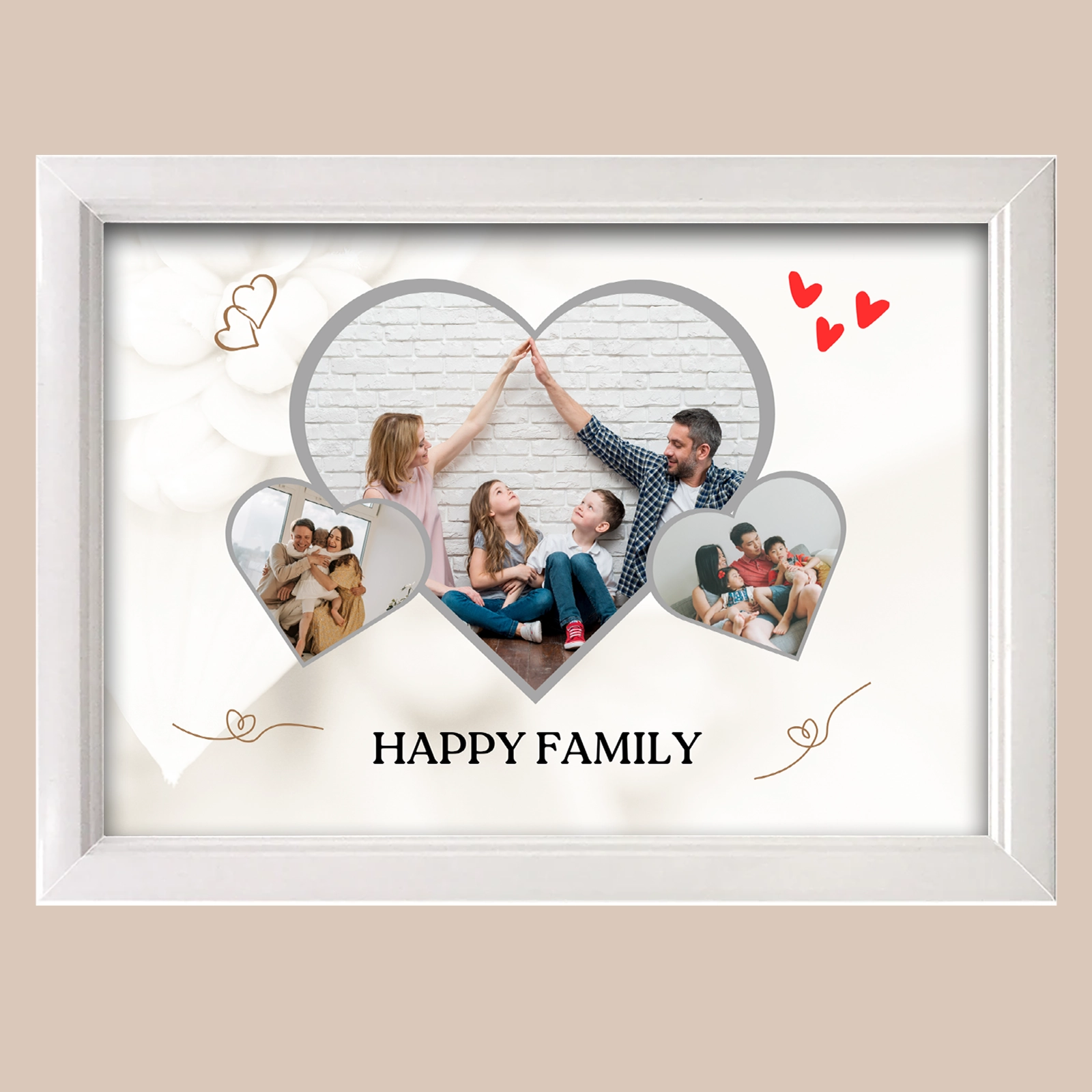 Cadouri - Tablou cu 3 poze inimă și text