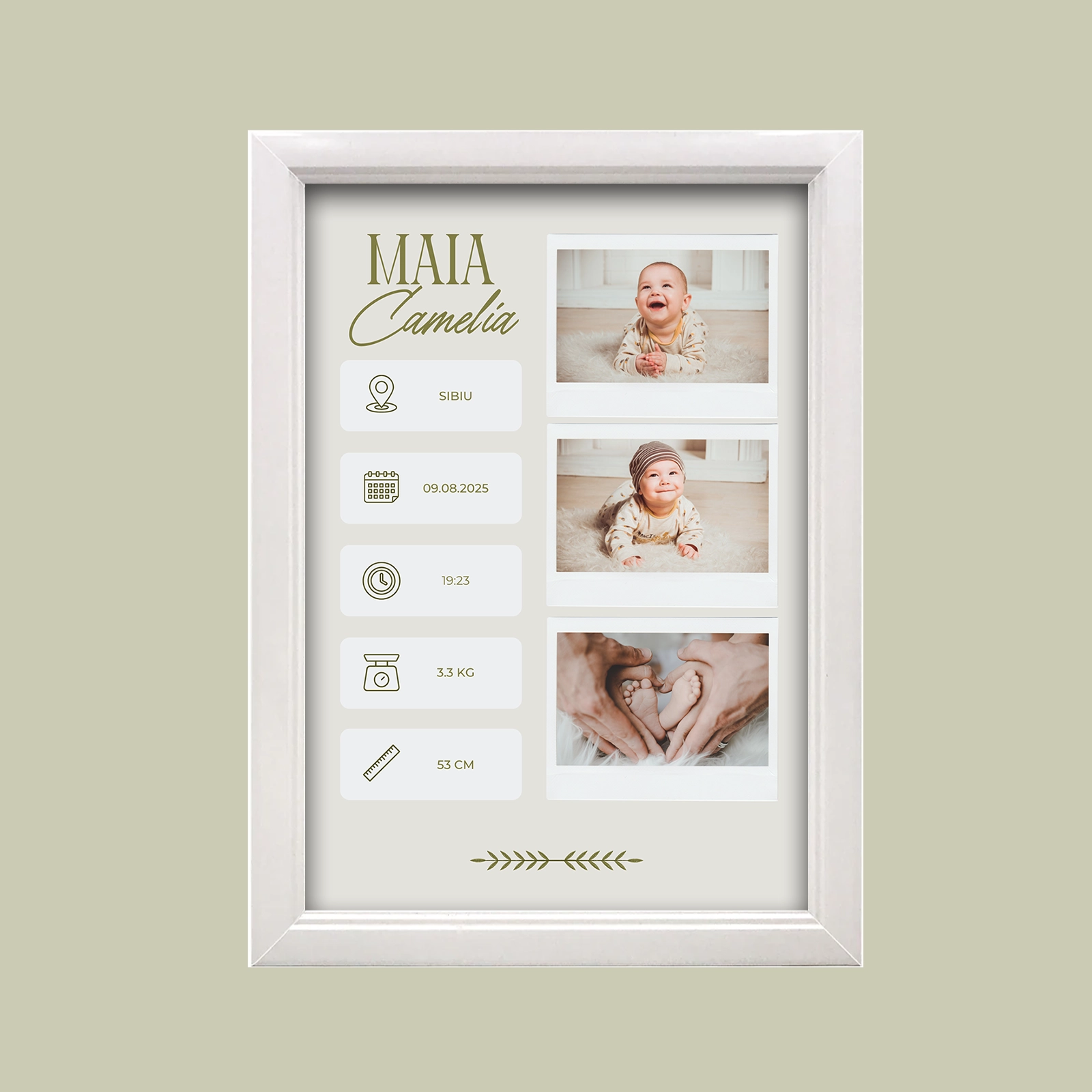 Cadouri - Tablou nou născut cu 3 poze