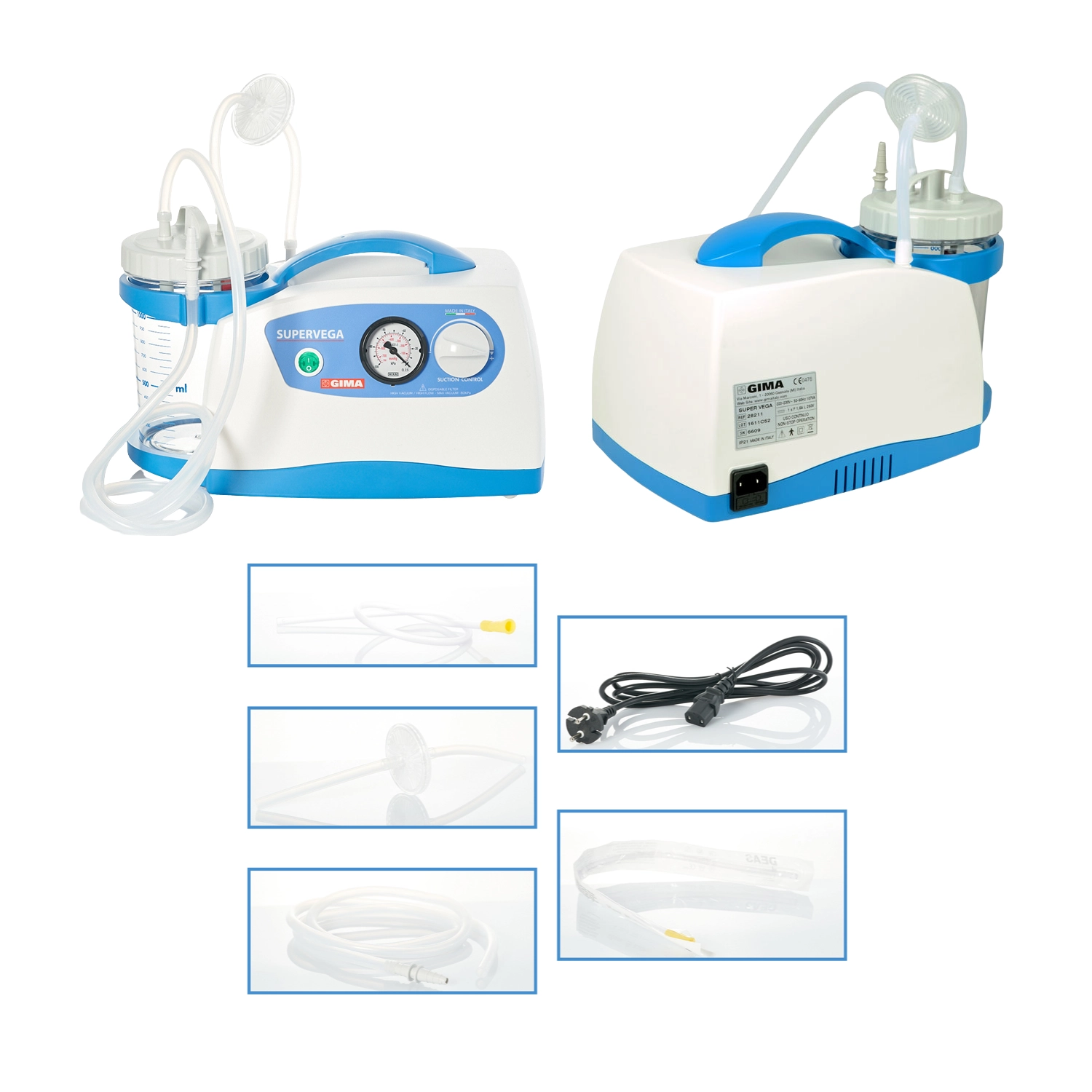 Aspiratoare staționare - Aspirator staționar Super Vega cu borcan autoclavabil de 1l, 40l / min