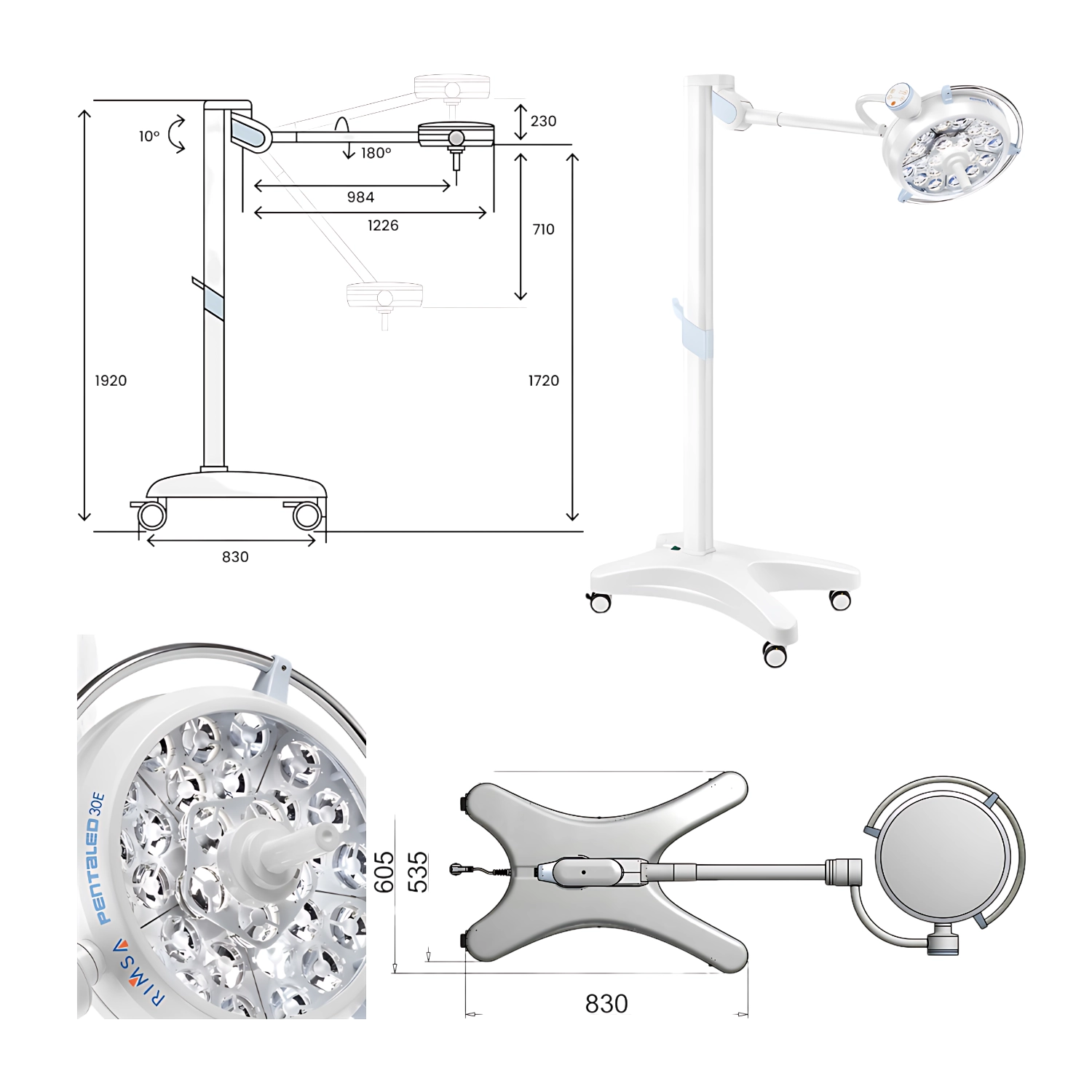 Lămpi chirurgicale - Lampă chirurgicală mobilă Pentaled 30E 160.000 Lux