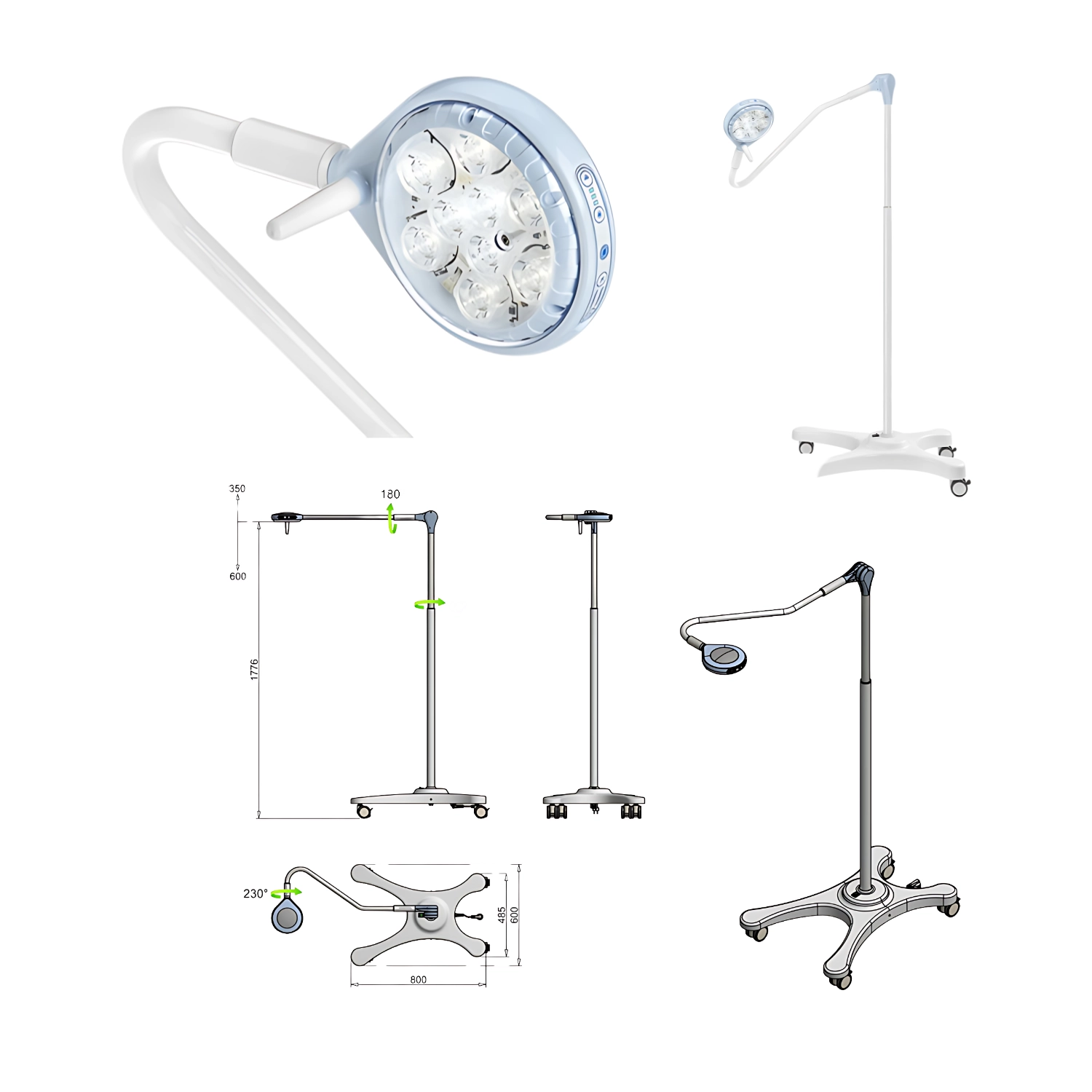 Lămpi chirurgicale - Lampă chirurgicală mobilă Saturno 50.000 Lux