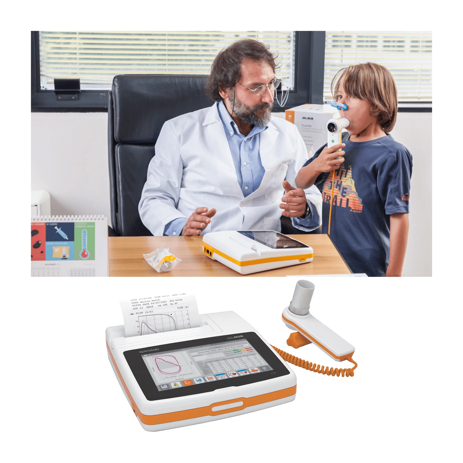 Medicina muncii - Spirometru cu imprimantă și turbină reutilizabilă