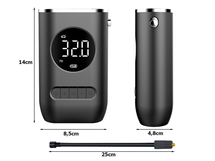 Compresor electric multifunctional USB - Afisaj DIGITAL, Lanterna incorporata 10 Bar LCD [5]